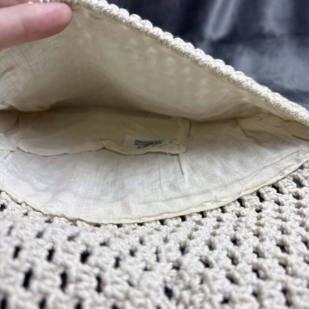 Vintage Macrame Clutch Mister Ernest Cream Cotton Boho 70s Handbag Wallet - Picture 15 of 16